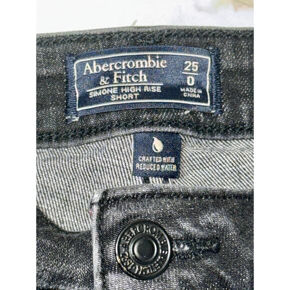 Abercrombie & Fitch Simone High Rise Short Black Denim Jean Shorts Womens 25 0 - Picture 3 of 7